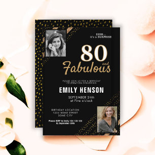 Invitation 80 ans et Fabuleux Paillettes Dorées 2 Photo 80e A