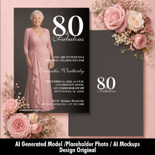 Invitation 80 ans & Fabuleux Élégant Photo Anniversaire
