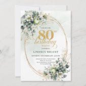 Invitation 80 ans Roses Blanches Aquarelle Moderne (Devant)
