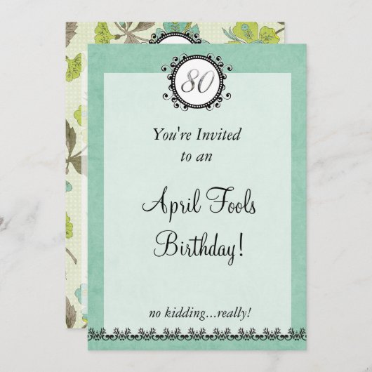Invitation 80 avril Fools Anniversaire :Invitation (Devant / Derrière)