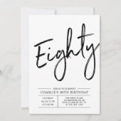 Invitation 80 | Black Brush moderne fête d'anniversaire 80th (Devant)