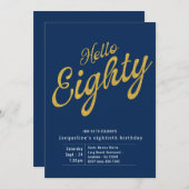 Invitation 80 Blue Gold Moderne 80e anniversaire (Devant / Derrière)