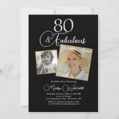 Invitation 80 et Fabuleux 80e Anniversaire Écriture Blanche 2 (Devant)