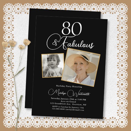 Invitation 80 et Fabuleux 80e Anniversaire Écriture Blanche 2