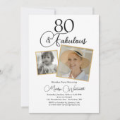 Invitation 80 et Fabuleux 80e Anniversaire Photo Noir Script (Devant)