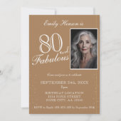 Invitation 80 et fabuleux Elegant Beige Photo Anniversaire (Devant)
