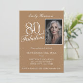 Invitation 80 et fabuleux Elegant Beige Photo Anniversaire (Debout devant)