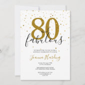 Invitation 80 et fabuleux Elegant Gold et Noir Anniversaire (Devant)