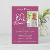 Invitation 80 et fabuleux Elegant Purple Photo Anniversaire (Debout devant)