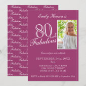 Invitation 80 et fabuleux Elegant Purple Photo Anniversaire (Devant / Derrière)