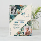Invitation 80 et fabuleux Motif Flower Photo Anniversaire (Debout devant)