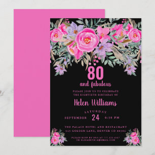 Invitation 80 et fabuleux noir rose 80e anniversaire