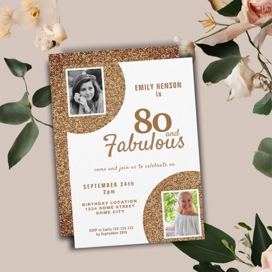 Invitation 80 et Fabulous Gold Parties scintillant 2 Photo 80