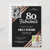 Invitation 80 et Fabulous Gold Rose 2 Photo Anniversaire (Devant)