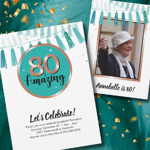 Invitation 80 & Extraordinaire Turquoise 80e anniversaire Inv