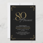 Invitation 80 & Fabuleux Black & Gold Calligraphy Anniversair (Devant)