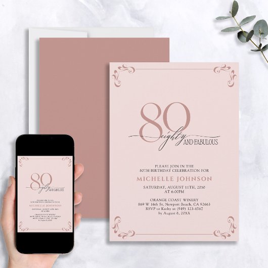 Invitation 80 & Fabuleux Blush Rose & Noir Anniversaire