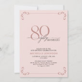 Invitation 80 & Fabuleux Blush Rose & Noir Anniversaire (Devant)