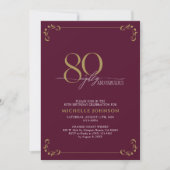 Invitation 80 & Fabuleux Burgundy Blanc & Or Anniversaire (Devant)