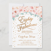 Invitation 80 Fabuleux fête d'anniversaire - Rose or blanc (Devant)