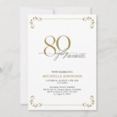 Invitation 80 & Fabuleux Noir Blanc & Or Anniversaire (Devant)