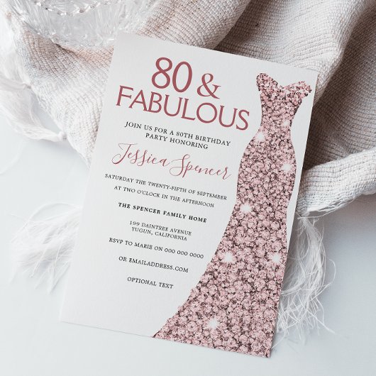 Invitation 80 & Fabulous Rose Gold robe 80e fête d'anniversai