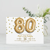 Invitation 80 Gold Balloons & Confetti 80e fête d'anniversair (Debout devant)