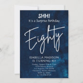 Invitation 80 | Navy Blue 80th Birthday Surprise Party (Devant)