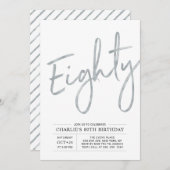 Invitation 80 | Soirée moderne Silver Brush 80e anniversaire (Devant / Derrière)