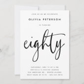 Invitation 80 | Typographie moderne du B&W 80th Birthday Part (Devant)