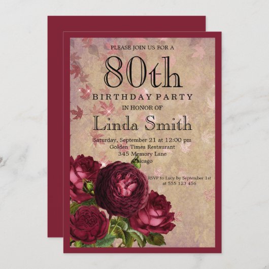 Invitation 80e anniversaire (Devant / Derrière)