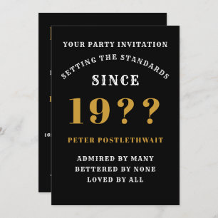 Invitation 80e Anniversaire Ajouter Nom Année Noir Or Pour Lu