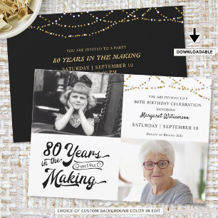 Invitation 80e anniversaire Alors & maintenant Photos String 
