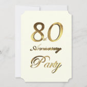 Invitation 80e anniversaire Anniversaire Or ivoire Élégant (Devant)