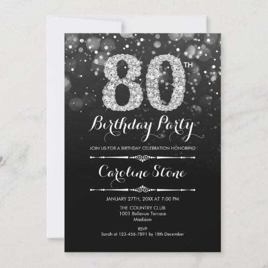 Invitation 80e anniversaire - Argent noir (Devant)