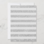 Invitation 80e anniversaire - Argent Stripes Roses violets (Dos)