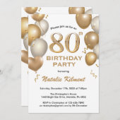 Invitation 80e anniversaire Ballons de Parties scintillant bl (Devant / Derrière)