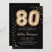 Invitation 80e anniversaire - Ballons d'or noir (Devant / Derrière)