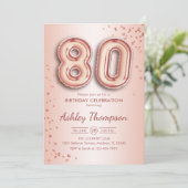 Invitation 80e anniversaire - Ballons d'or Rose (Debout devant)