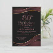 Invitation 80e anniversaire Black Dusty Pink Party (Debout devant)