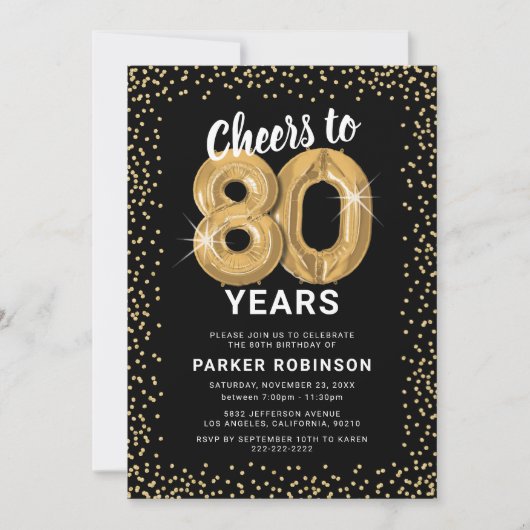 Invitation 80e anniversaire Black Gold (Devant)