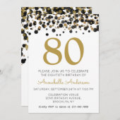 Invitation 80e anniversaire Black Gold Parties scintillant Sp (Devant / Derrière)