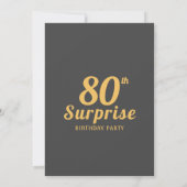 Invitation 80e anniversaire Black Gold Surprise Party (Dos)