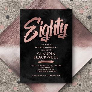Invitation 80e anniversaire Black Rose Gold