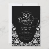 Invitation 80e anniversaire Black Silver Roses (Devant)
