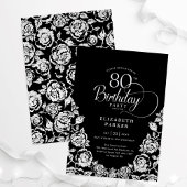Invitation 80e anniversaire Black Silver Roses
