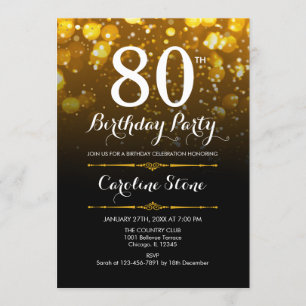 Invitation 80e anniversaire - Black White Gold