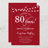 Invitation 80e anniversaire - Blanc rouge (Devant / Derrière)
