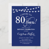 Invitation 80e anniversaire - Bleu bleu marine (Devant)