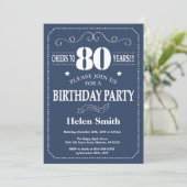 Invitation 80e anniversaire Bleu et blanc (Debout devant)